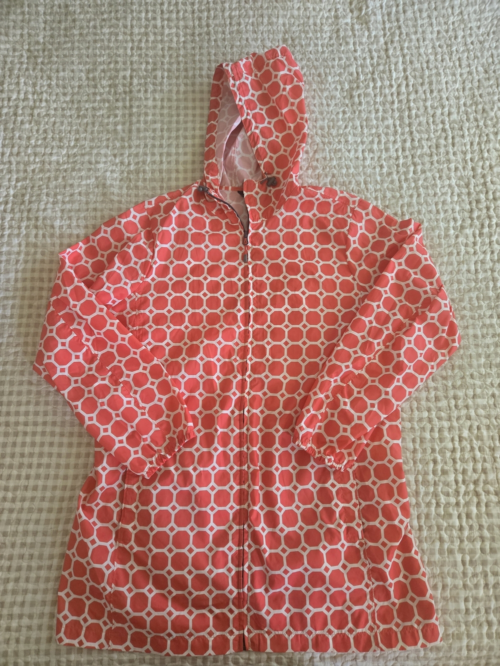 Lands' End Coral Pink Hooded Lightweight Windbreaker, Outdoors, Size 16W/18W